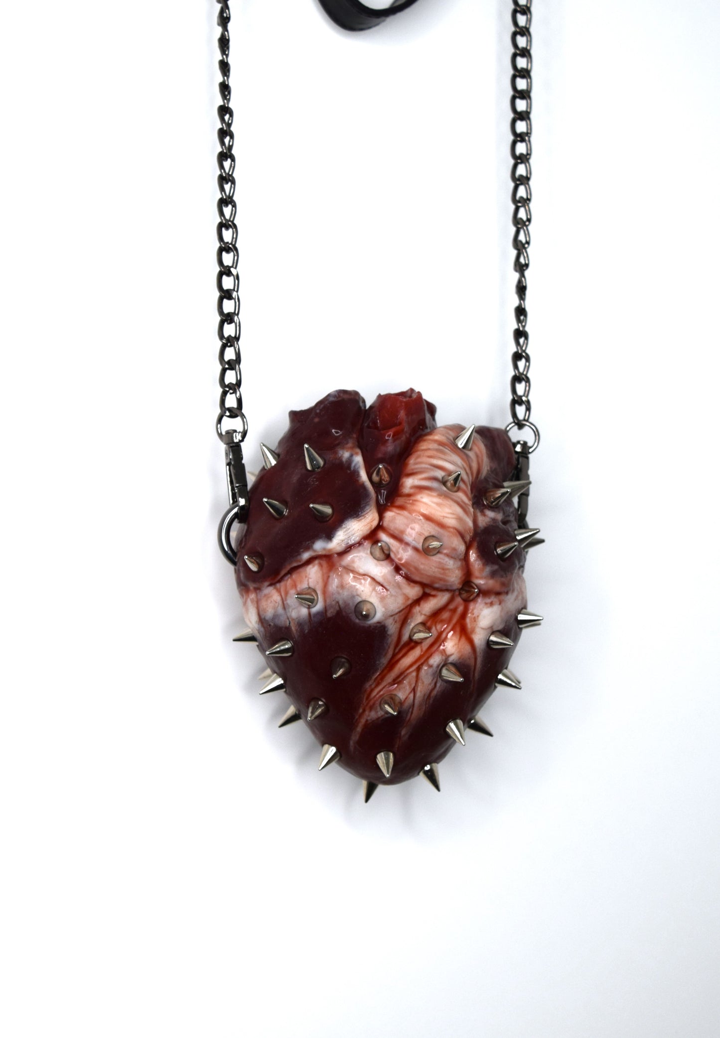 Human heart bag 2.0 with spikes, chain strap. Limited edition