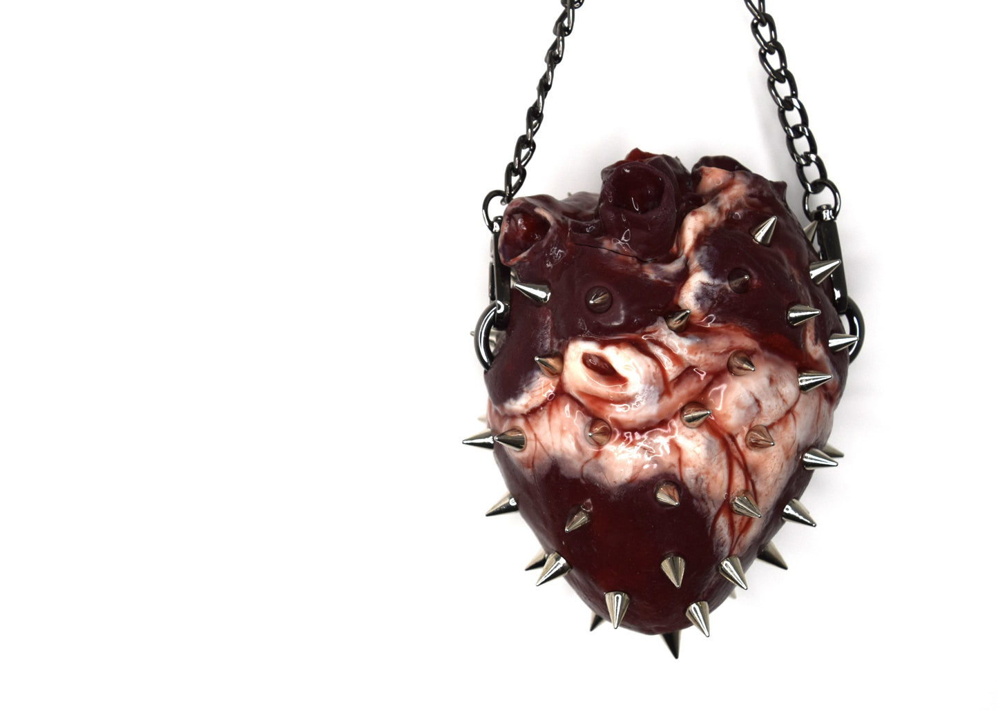 Human heart bag 2.0 with spikes, chain strap. Limited edition