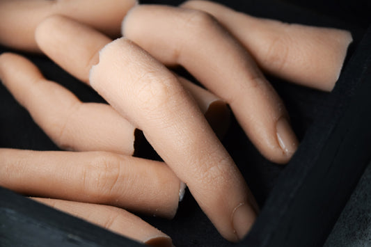 Set of severed realistic silicone fingers, unpainted finger props