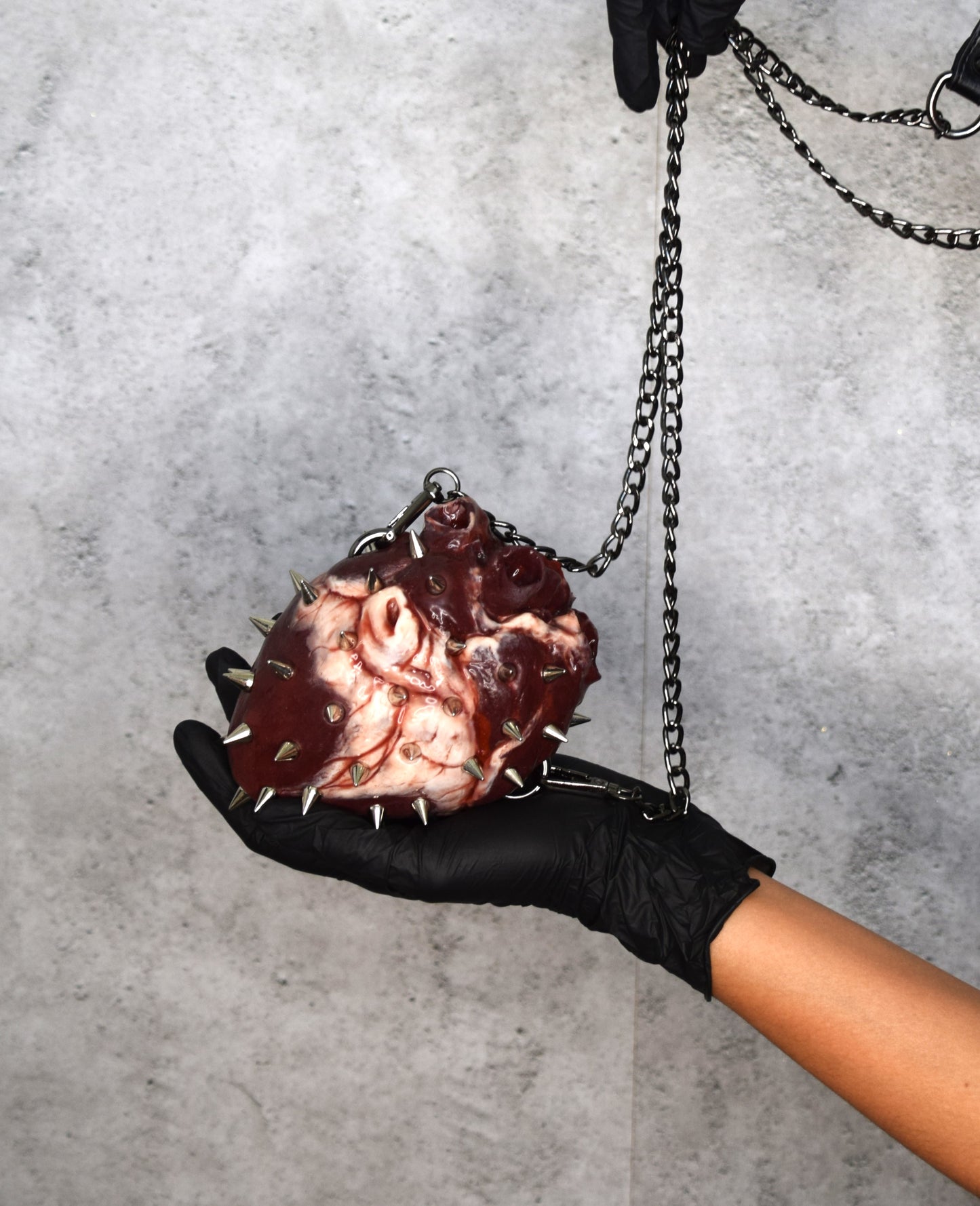 Human heart bag 2.0 with spikes, chain strap. Limited edition