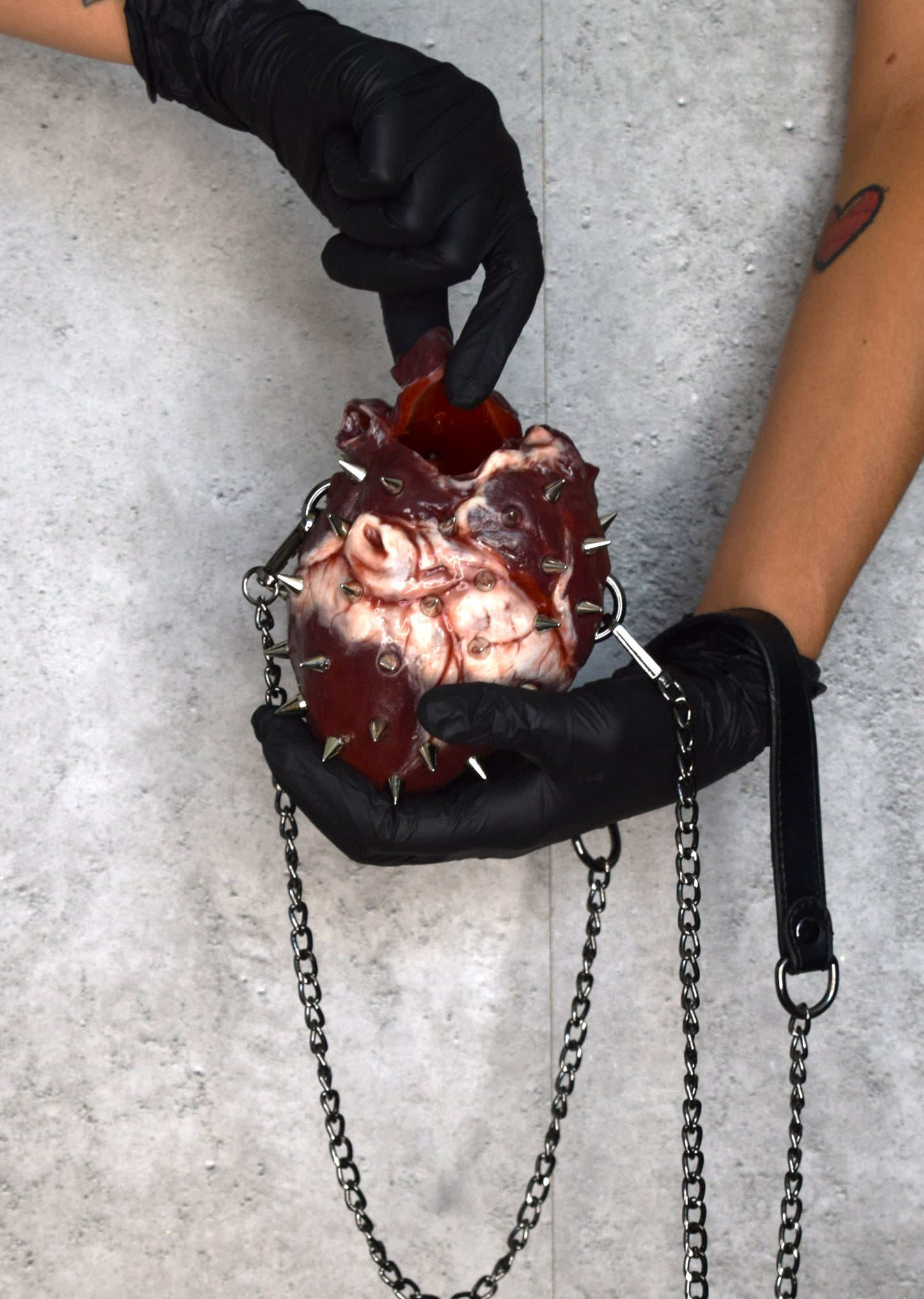 Human heart bag 2.0 with spikes, chain strap. Limited edition