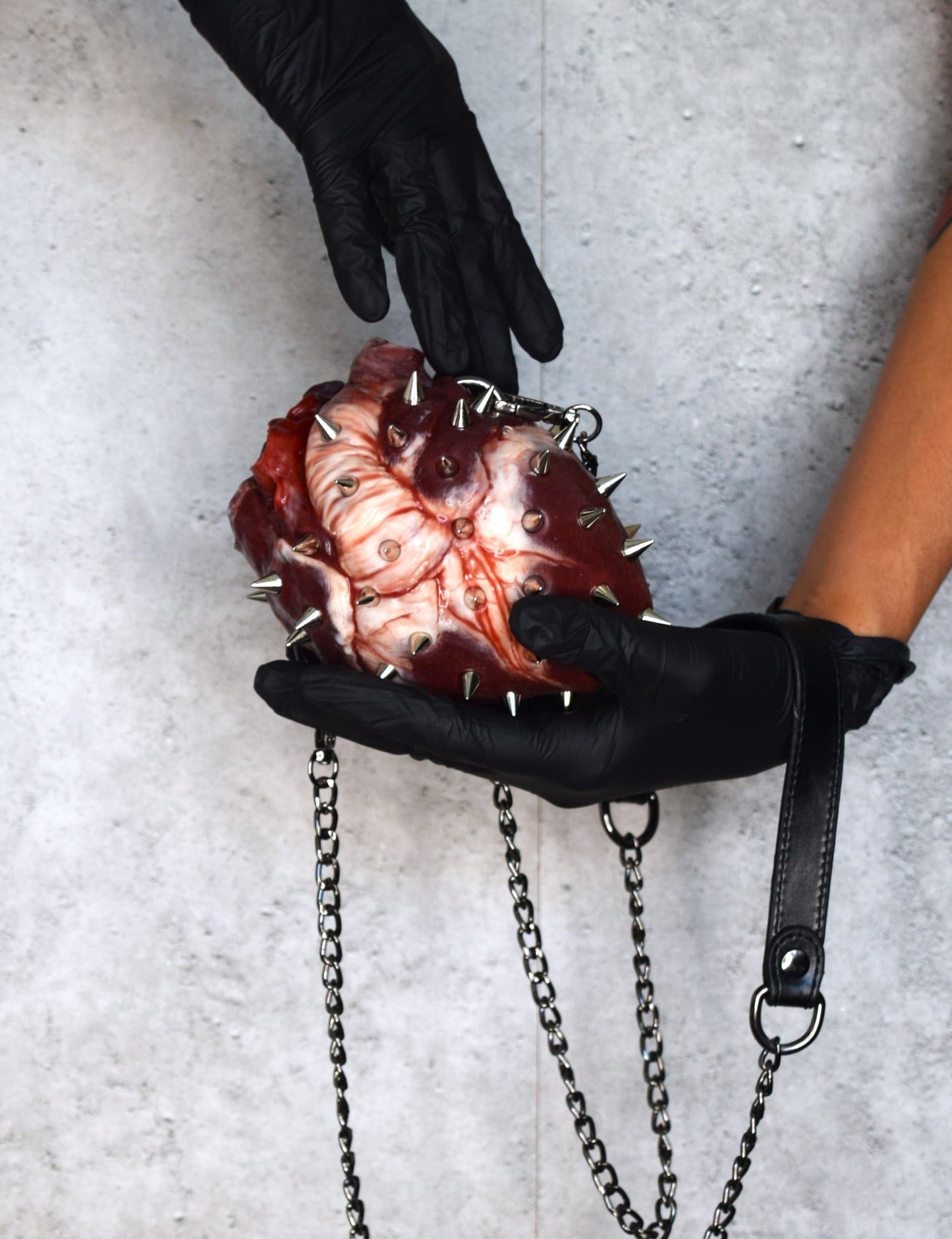 Human heart bag 2.0 with spikes, chain strap. Limited edition